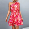 robe courte d'été fleurie asymétrique (2)