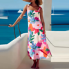 robe longue à bretelles été femme imprimée fleurie