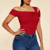 top épaule dénudé rouge femme (2)