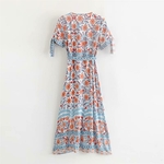 Robe portefeuille V imprimée bleu femme boho 7