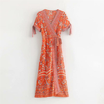 Robe portefeuille V imprimée bleu femme boho 11