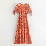 Robe portefeuille V imprimée bleu femme boho 12