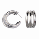 jolies boucles doreilles argentées triple pour femme bijoux fantaisie petit prix la selection parisienne