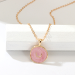 collier pendentif doré lune rose bijou fantaisie vintage chic femme