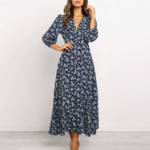 robe longue imprimé fleuri bleu automne 2020 femme