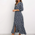 robe longue imprimé fleuri bleu automne 2020 femme la selection parisienne