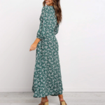 robe longue imprimé fleuri vert automne 2020 mode femme