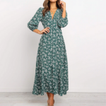 robe longue imprimé fleuri vert automne 2020 femme