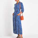 robe longue imprimée bleu et blanc automne 2020 femme