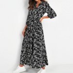 robe longue imprimée fleurie automne 2020 femme noir et blanc la selection parisienne
