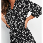 robe longue imprimée fleurie automne 2020 femme noir et blanc
