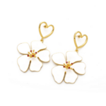 boucles doreilles florales pendantes blanches dorées bohème chic originales bijou fantaisie pas cher 1