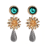 boucles doreilles fantaisies pendantes colorées vertes et dorées chic bijoux femme en ligne selection parisienne pas cher