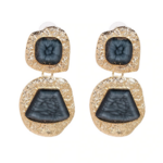 boucles doreilles fantaisies pendantes originales pas chères pierre géométrique doré gris femme la selection parisienne en ligne