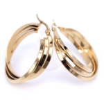 créoles triples plates or gold 1 inoxydable à bijoux femme en ligne pas cher cadeau