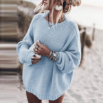pull à mailles côtelées bleu femme hiver tendance mode en ligne