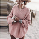 pull à mailles côtelées rose femme hiver tendance mode en ligne