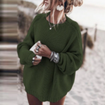 pull à mailles côtelées vert foncé kaki femme hiver tendance mode en ligne