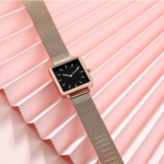 montre femme braceler acier or rose cadran noir boutique en ligne. cadeau femme