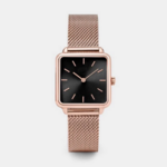 montre femme braceler acier or rose cadran noir boutique en ligne