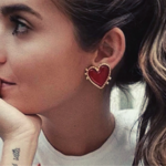 boucles d'oreilles fantaisie coeur rouge pour femme cadeau tendance pas cher