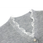cardigan gilet gris dentelle femme inspiration mode hiver