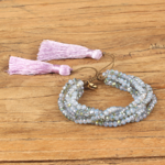bracelet pompon bijou fantaisie tendance cadeau femme gris original