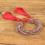 bracelet pompon bijou fantaisie tendance cadeau femme rouge