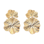 boucles doreilles fantaisies pendantes florales dorées gold pas cheres bijou fantaisie femme