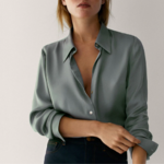 chemise en soie vert deau femme satin basique chic la selection parisienne