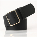 ceinture noire cuir pu boucle dorée carrée