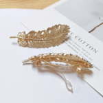 barrette plume accessoire cheveux doré brillant pas cher en ligne inspi coiffure