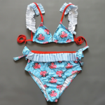 maillot de bain 2 pièce à volants rétro vintage chic femme imprimé pas cher