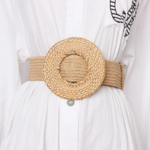 ceinture de taille en paille tressée boucle ronde tendance femme originale