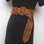 ceinture de taille tressée marron naturelle à boucle ronde en bois pour femme eshop pas cher