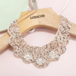 collier faux col claudine tendance à perles et strass nacrées accessoire femme bijou original