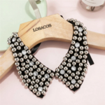 collier faux col claudine tendance à perles et strass nacrées eshop