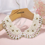 collier faux col claudine tendance à perles et strass nacrées inspiration tendance