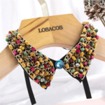 collier faux col claudine tendance à perles et strass nacrées pour pull blouse