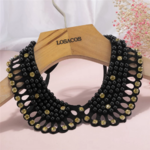 collier faux col claudine tendance à perles et strass nacrées pour tenue habillée