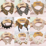 collier faux col claudine tendance à perles et strass nacrées style rétro vintage chic