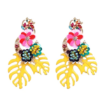 boucles doreilles colorées originales pendantes florales bijoux fantaisie femme