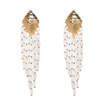 boucles doreilles fantaisies pendantes blanches et dorées originales chic femme