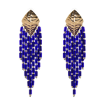 boucles doreilles fantaisies pendantes bleues et dorées originales chic femme