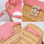 sac à main chic en paille tressé cuir rose accessoire tendance femme