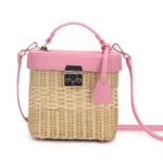 sac à main chic en paille tressé rose noir femme