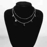 collier ras du cou lune étoile argent acier inoxydable plaqué argent idée cadeau femme