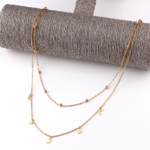 collier ras du cou lune étoile argent acier inoxydable plaqué or tendance