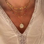 collier sautoir multiple bohème doré coloré femme bijou fantaisie original