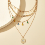 collier sautoir multiple bohème doré coloré femme bijou fantaisie pas cher en ligne